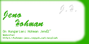 jeno hohman business card